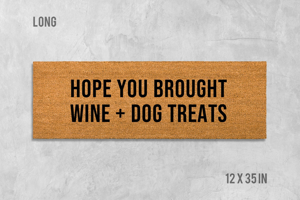 Welcome Doormat: Wine and Dog Treats Greeting (Coir, Latex)