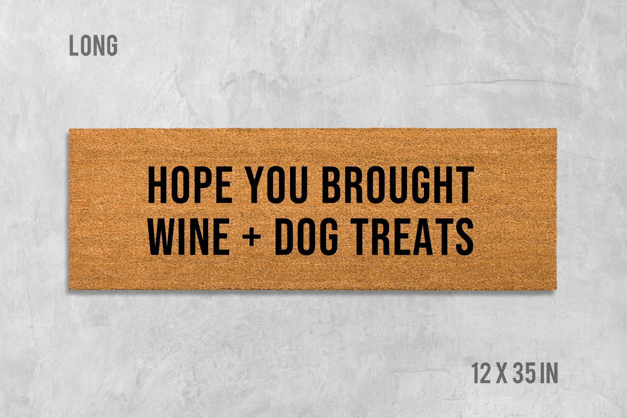 Welcome Doormat: Wine and Dog Treats Greeting (Coir, Latex)