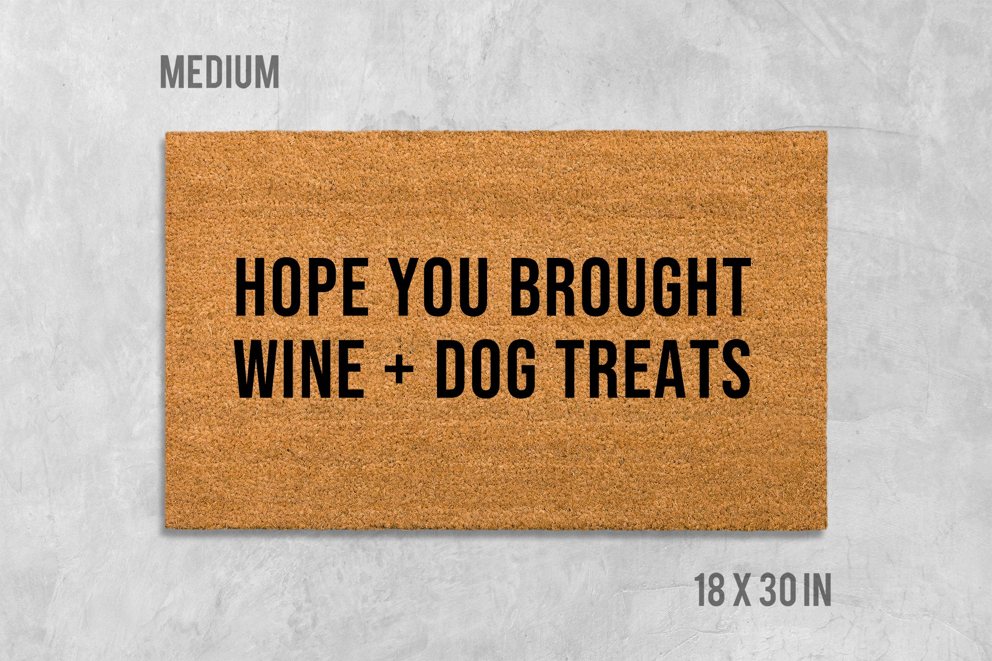 Welcome Doormat: Wine and Dog Treats Greeting (Coir, Latex)