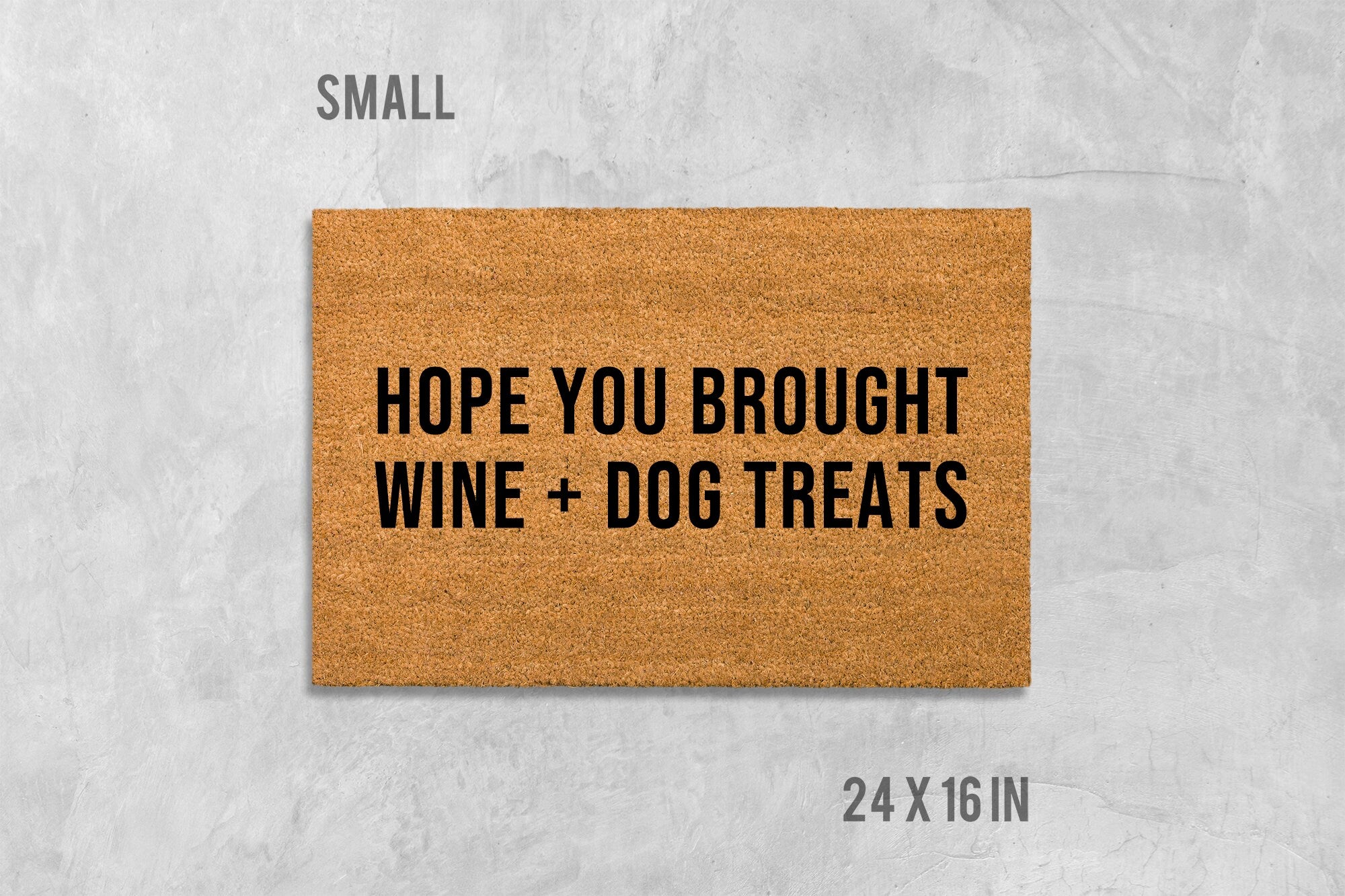 Welcome Doormat: Wine and Dog Treats Greeting (Coir, Latex)
