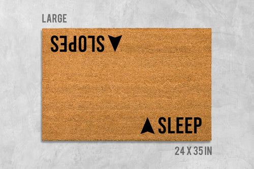 Cabin Ski Doormat, Double-Sided Sleep & Slopes (Natural Coir)