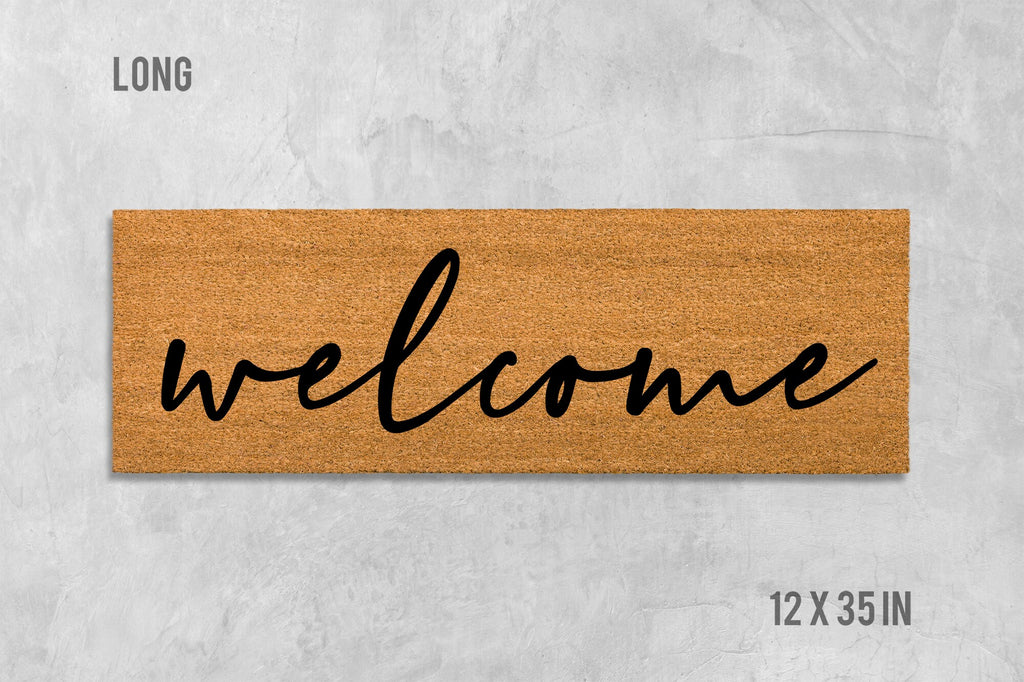 Welcome Doormat: Cursive Script Design - Natural Coir Mat