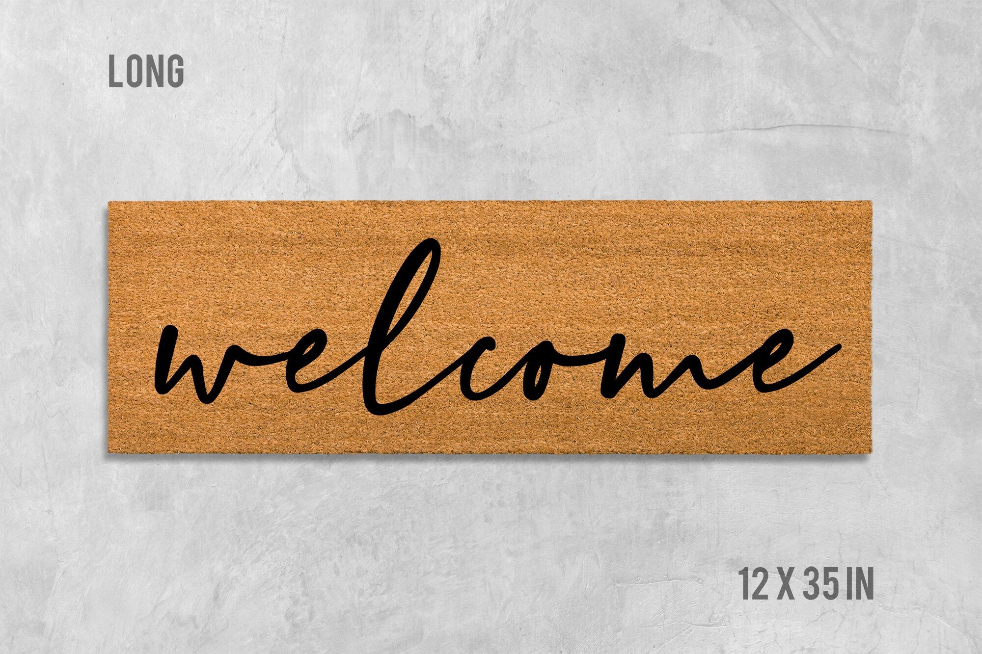 Welcome Doormat: Cursive Script Design - Natural Coir Mat