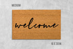 Welcome Doormat: Cursive Script Design - Natural Coir Mat
