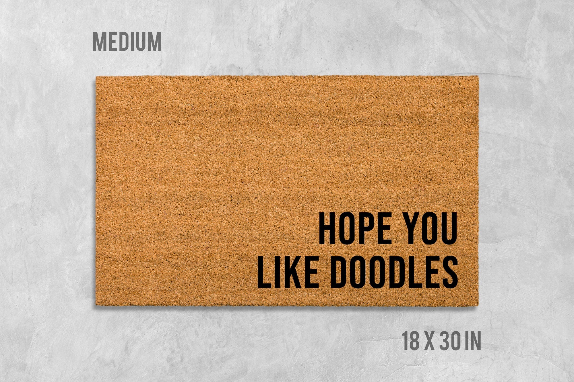 Dog Doormat: Funny I Hope You Like Doodles (Natural Coir Mat)