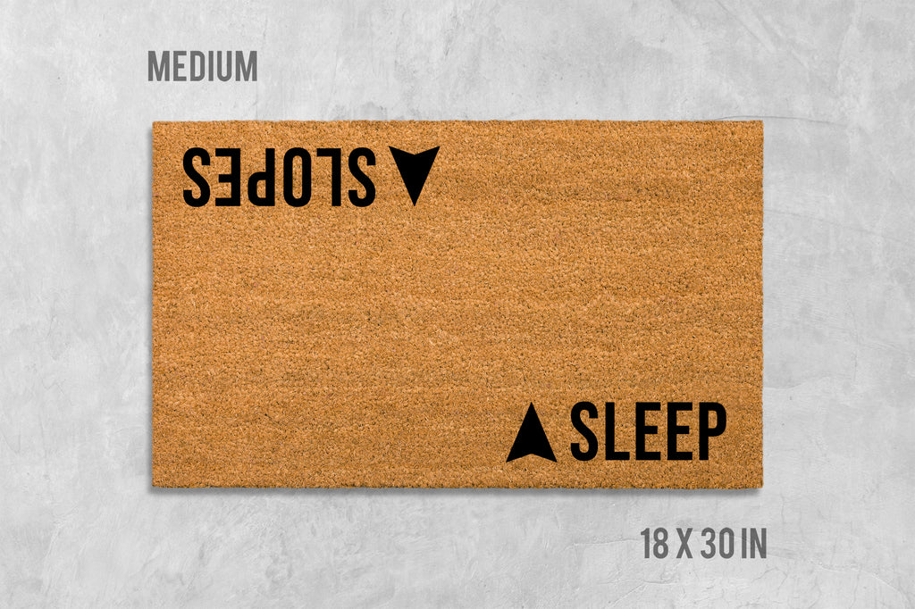 Cabin Ski Doormat, Double-Sided Sleep & Slopes (Natural Coir)