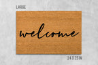 Welcome Doormat: Cursive Script Design - Natural Coir Mat