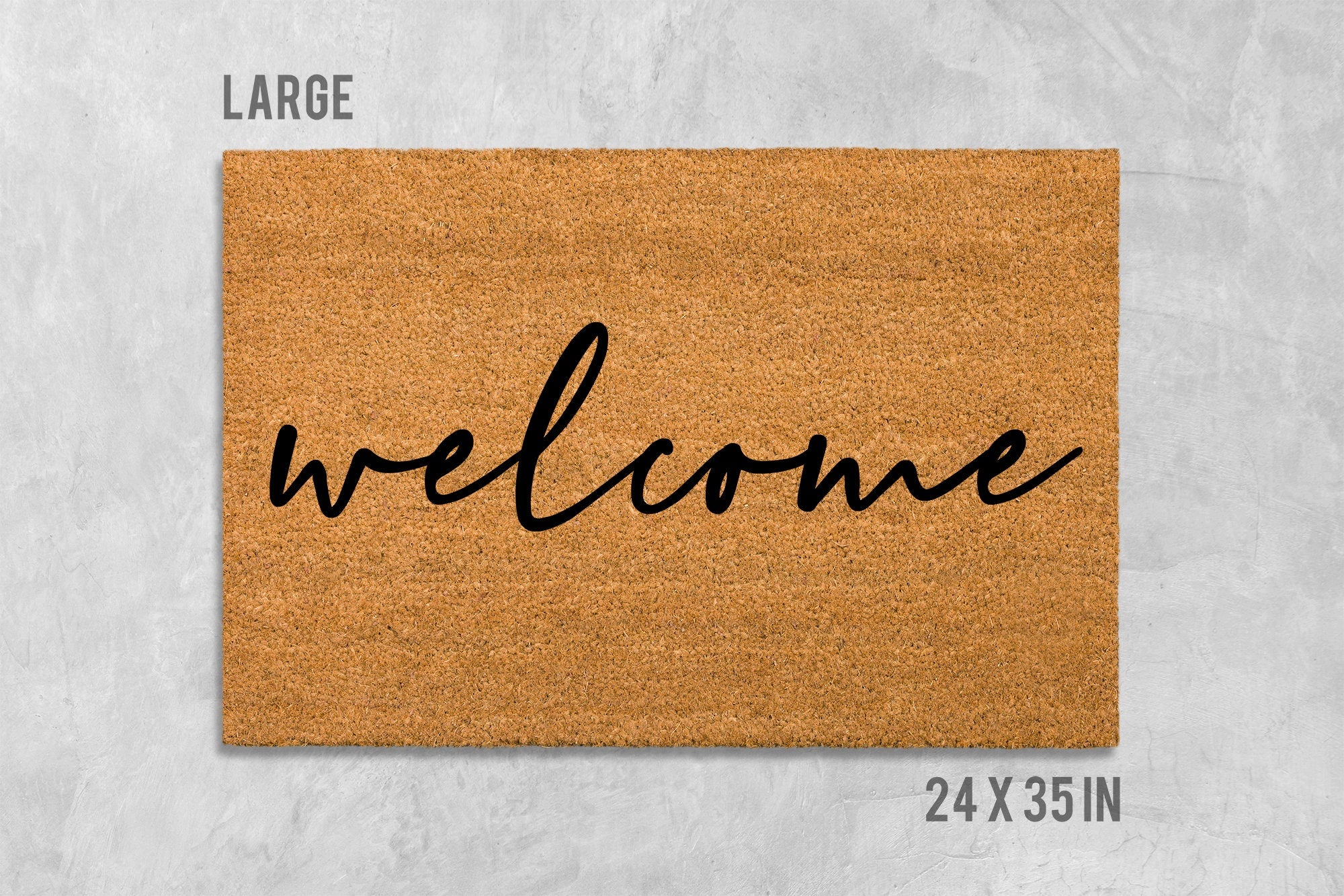 Welcome Doormat: Cursive Script Design - Natural Coir Mat