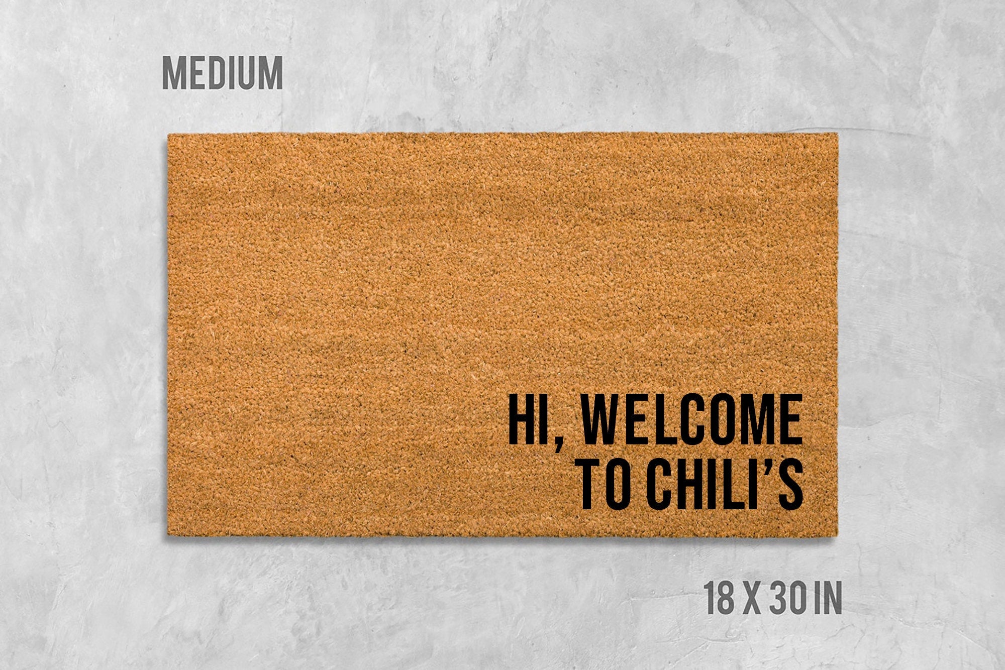 Welcome Doormat: Funny Chili's Design (Natural Coir, Latex)