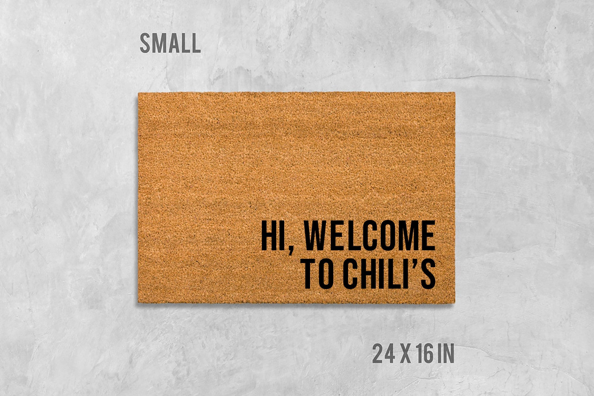 Welcome Doormat: Funny Chili's Design (Natural Coir, Latex)