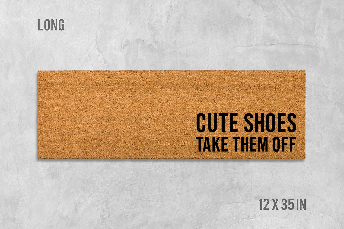Welcome Doormat: Cute Shoes Design (Coir, Latex Backing)