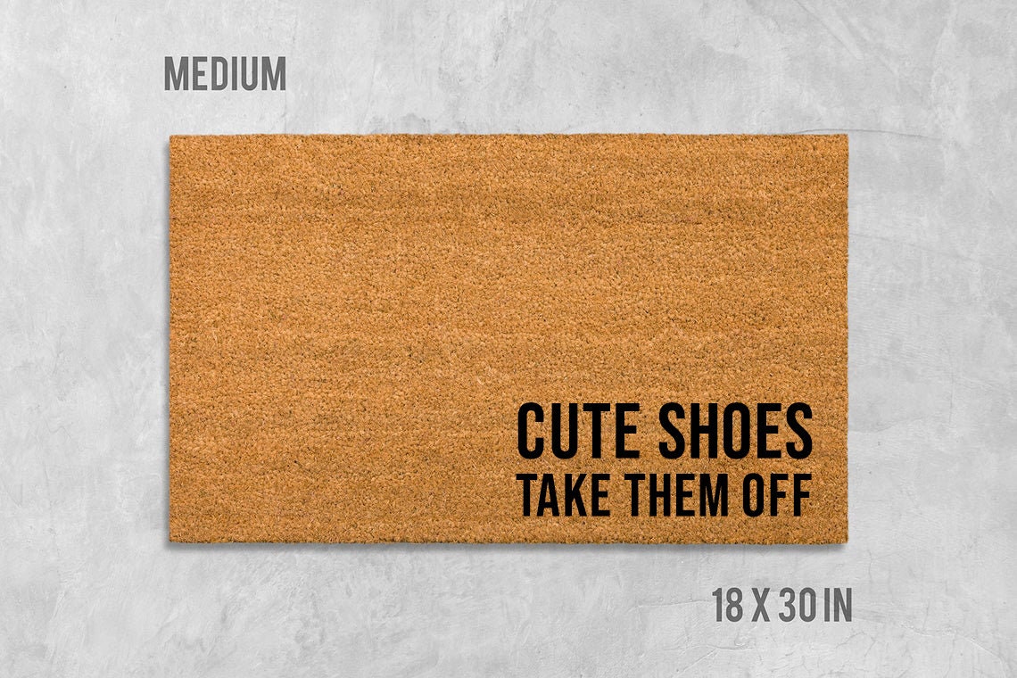 Welcome Doormat: Cute Shoes Design (Coir, Latex Backing)