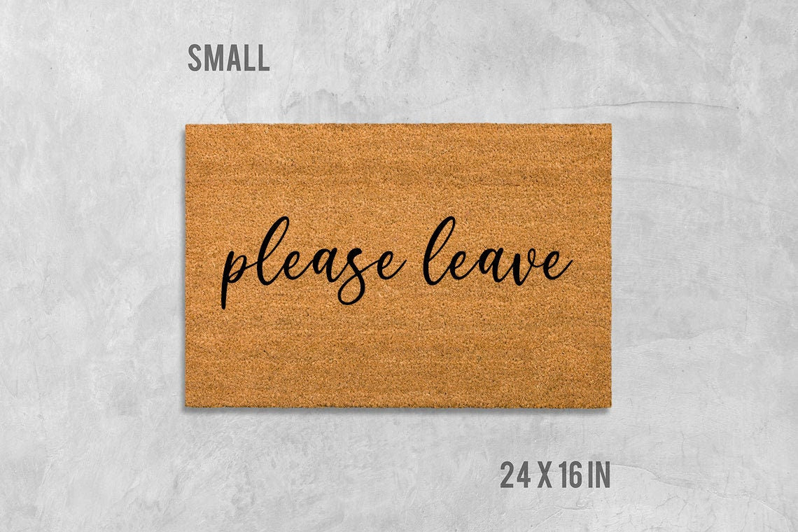 Please Leave Doormat: Funny Rude Welcome Mat - Natural Coir