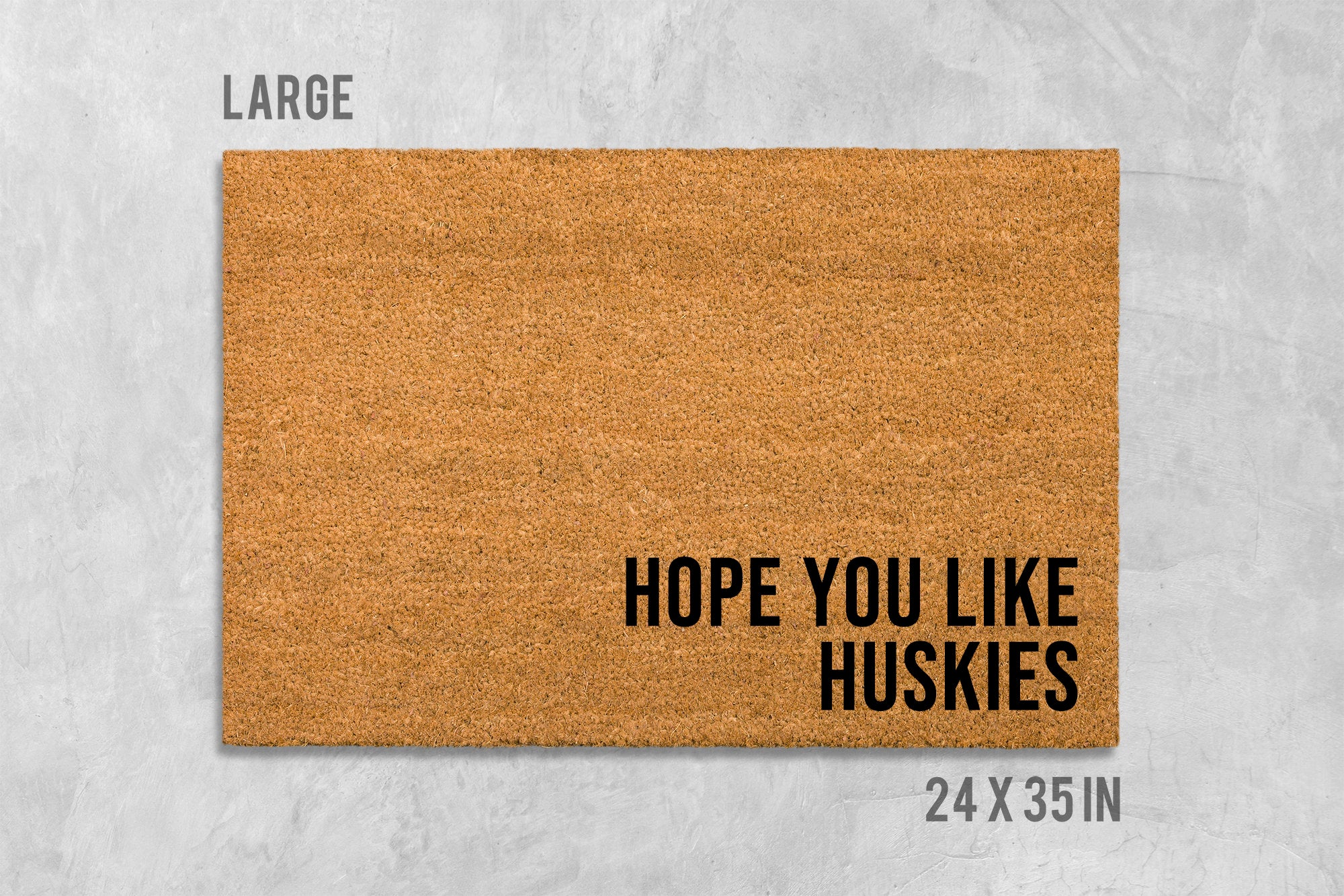 Huskies Dog Doormat: Siberian Husky Design - Natural Coir Fiber Mat