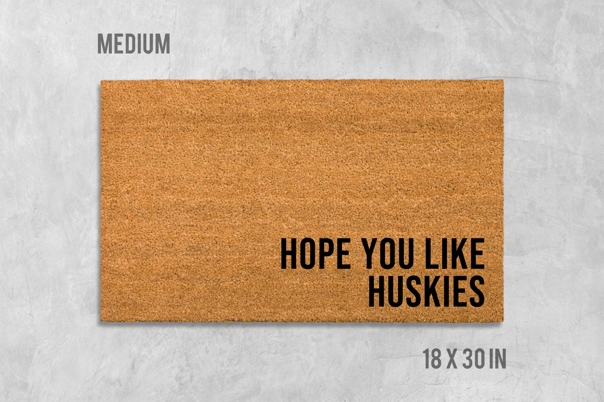 Huskies Dog Doormat: Siberian Husky Design - Natural Coir Fiber Mat