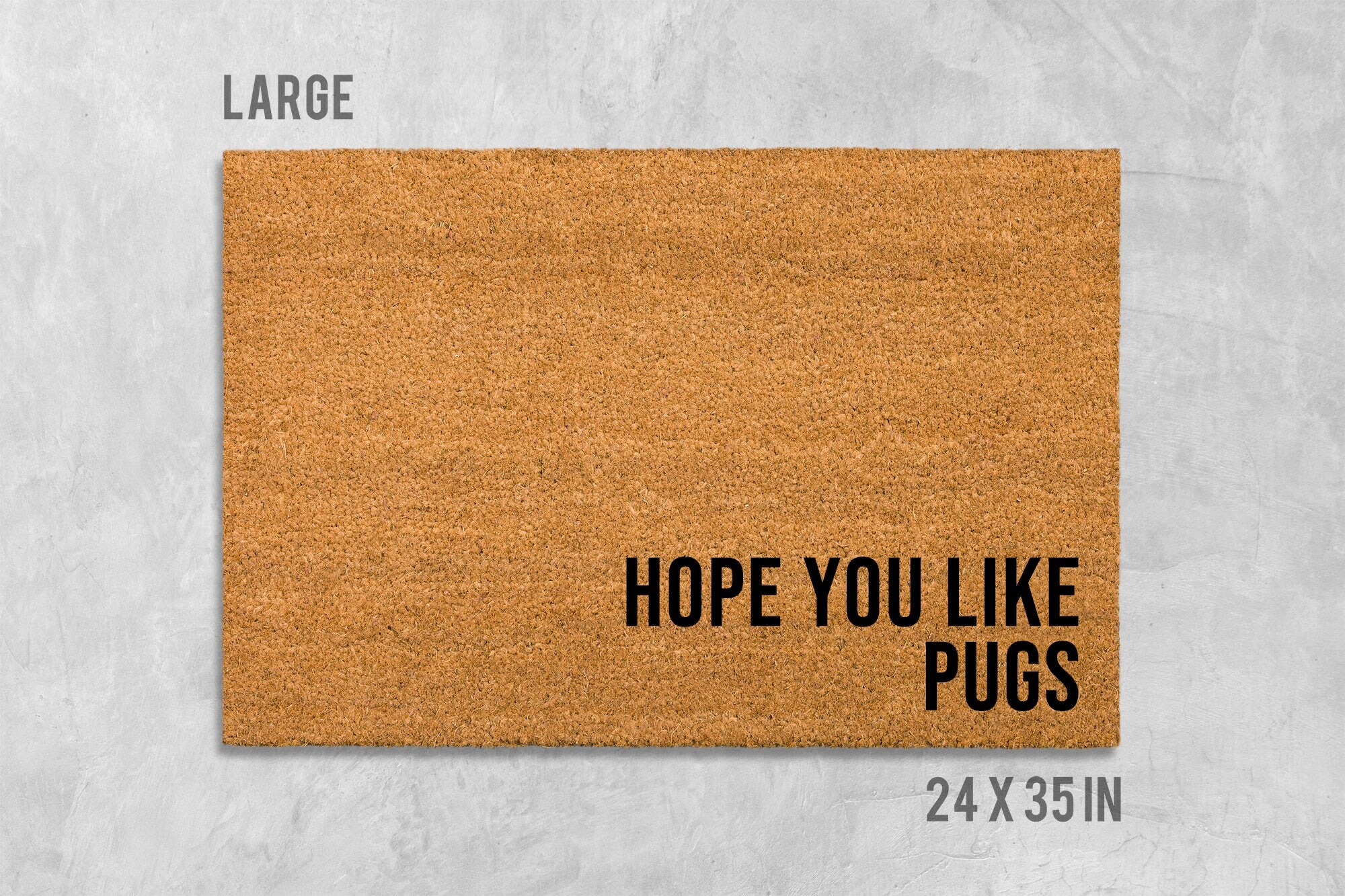 Pug Doormat - Funny Dog Design, Natural Coir Mat