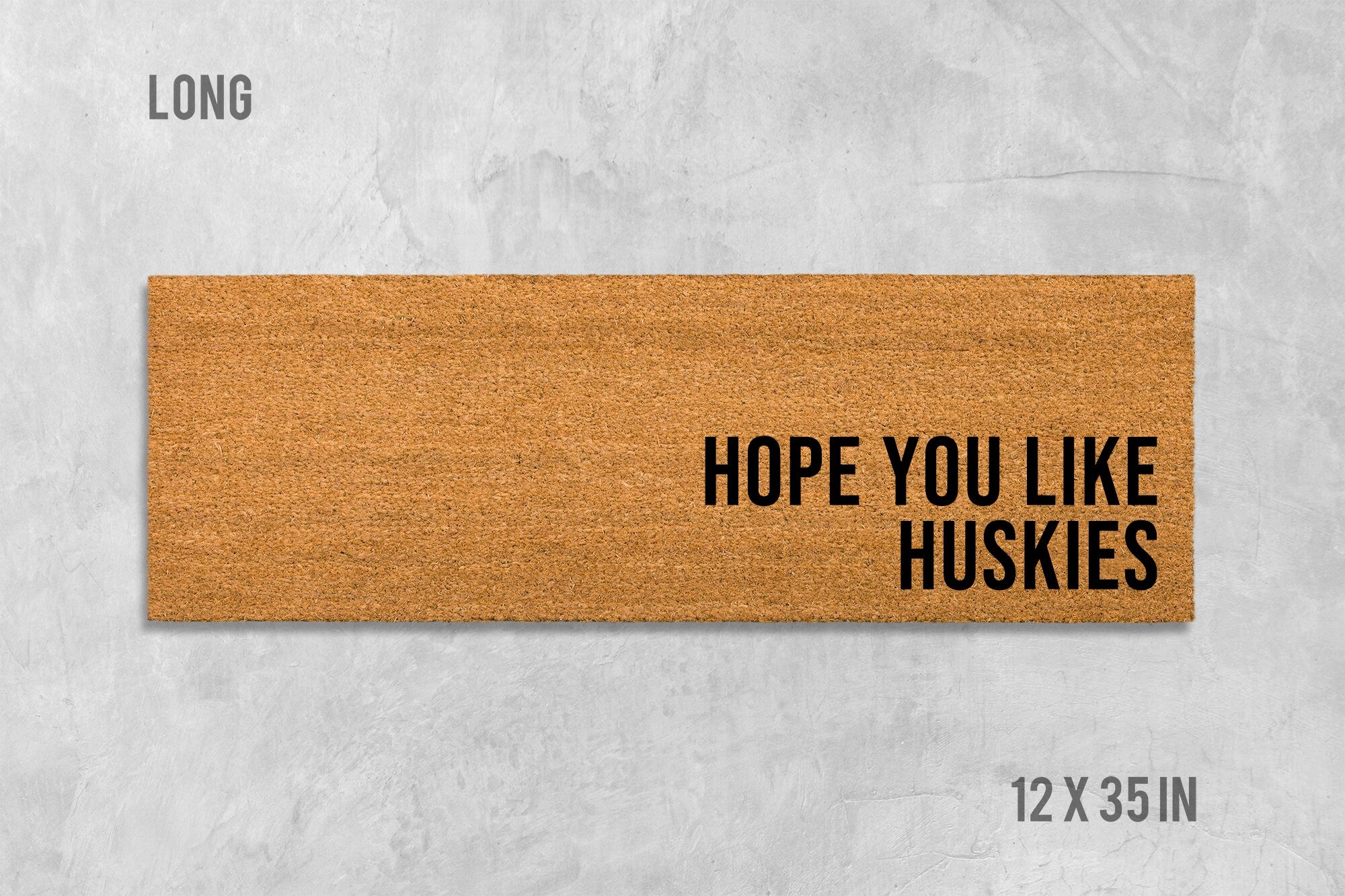 Huskies Dog Doormat: Siberian Husky Design - Natural Coir Fiber Mat
