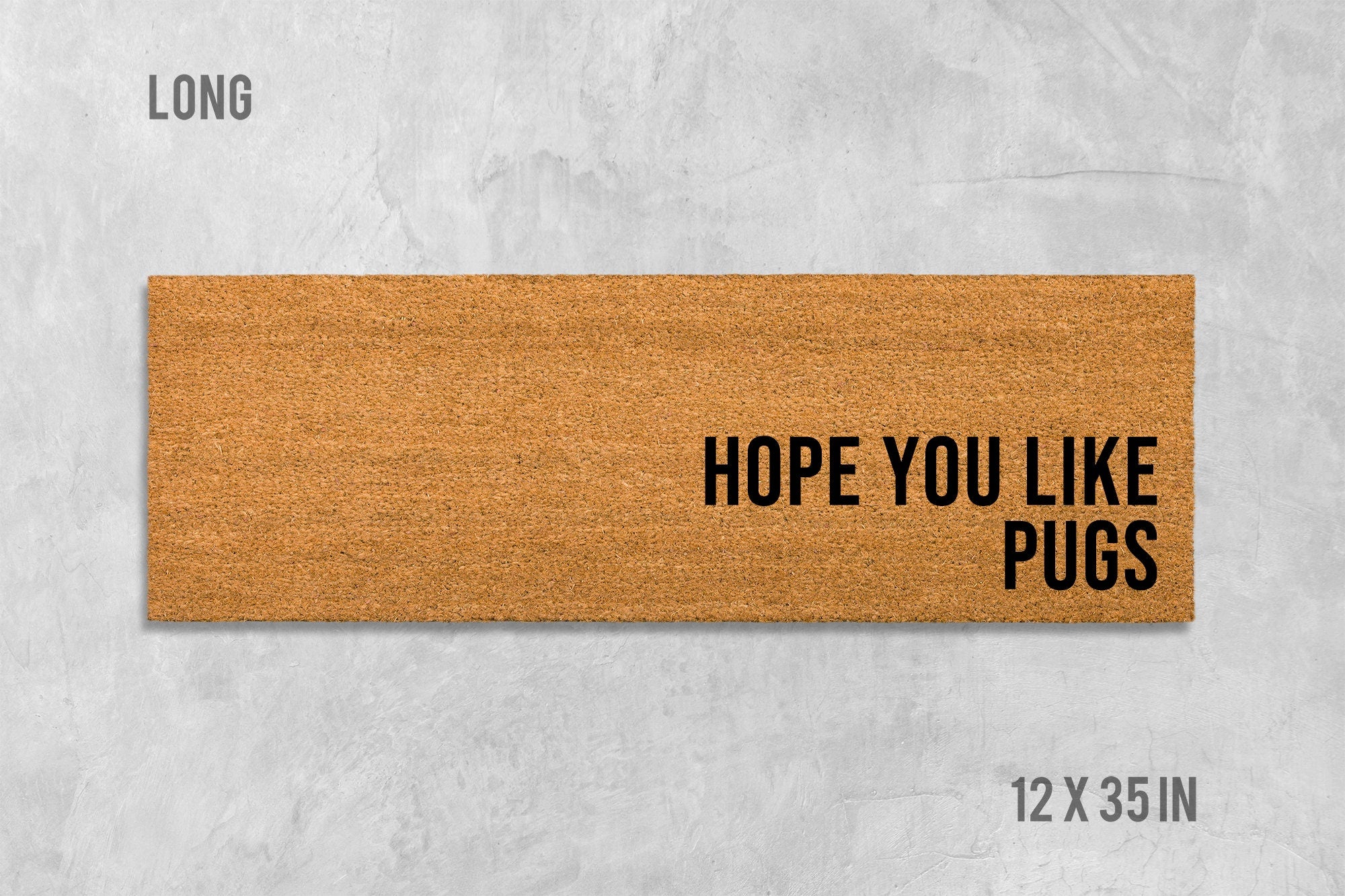 Pug Doormat - Funny Dog Design, Natural Coir Mat