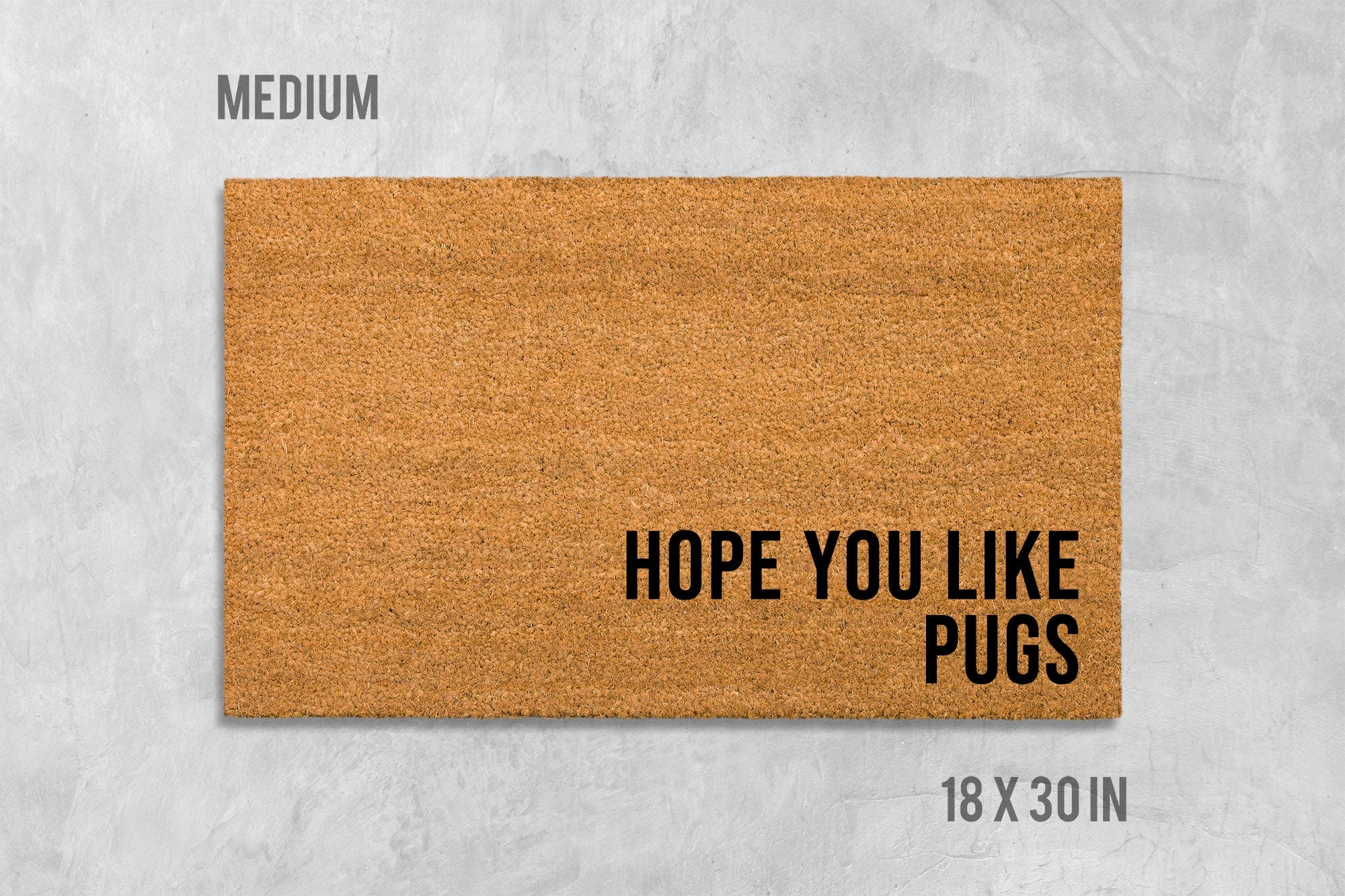 Pug Doormat - Funny Dog Design, Natural Coir Mat