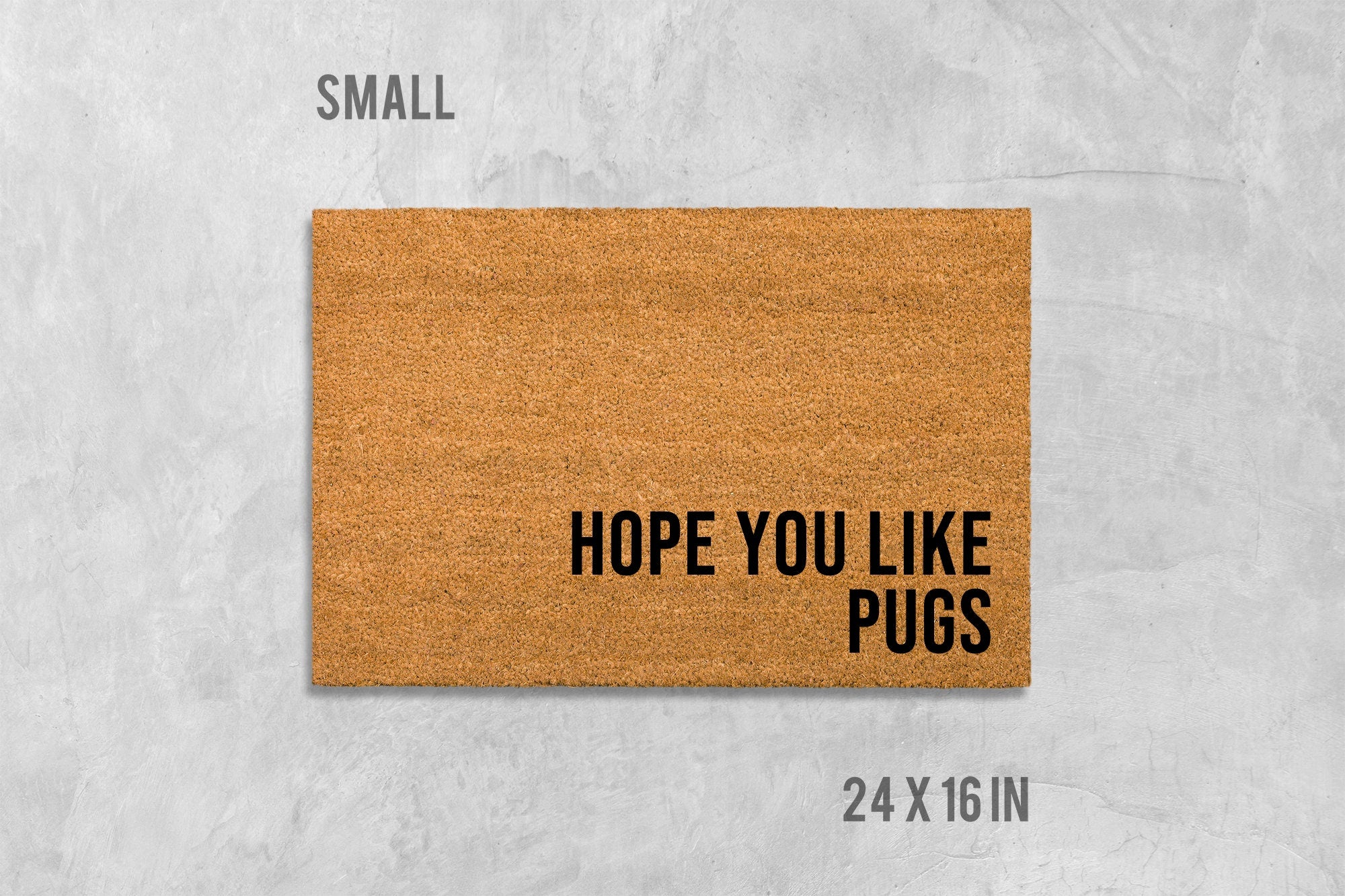 Pug Doormat - Funny Dog Design, Natural Coir Mat
