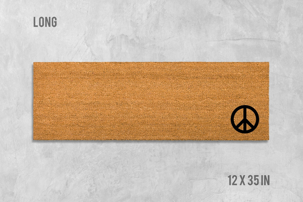 Peace Sign Door Mat - Natural Coir, Funny Housewarming Gift