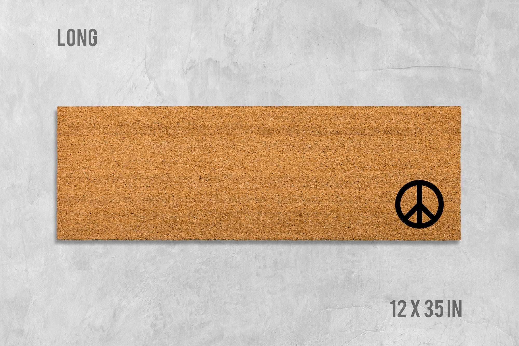 Peace Sign Door Mat - Natural Coir, Funny Housewarming Gift