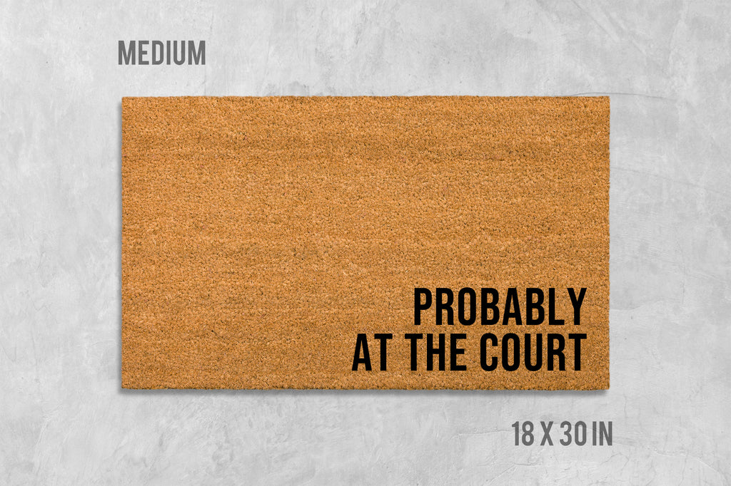 Funny Court Doormat: Basketball and Tennis Welcome Mat (Natural Coir)