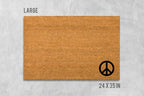 Peace Sign Door Mat - Natural Coir, Funny Housewarming Gift