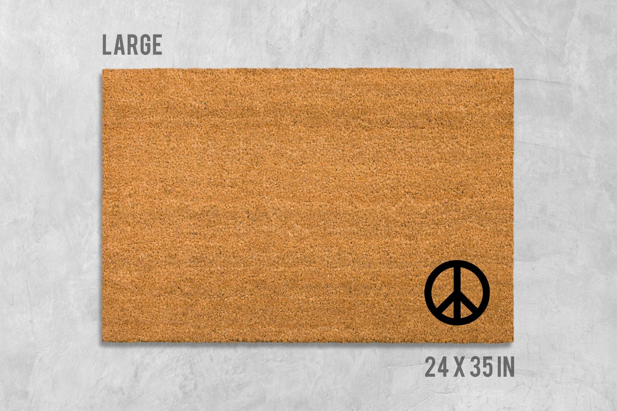 Peace Sign Door Mat - Natural Coir, Funny Housewarming Gift