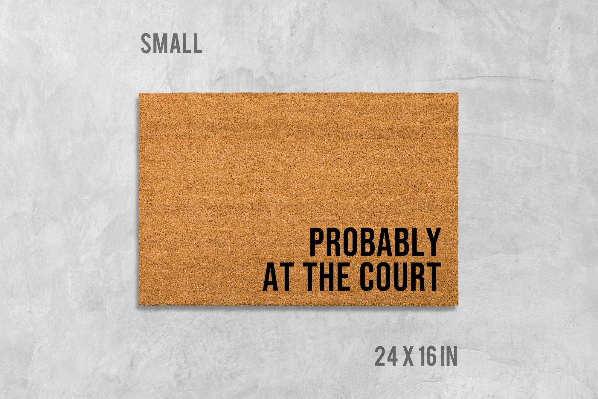 Funny Court Doormat: Basketball and Tennis Welcome Mat (Natural Coir)
