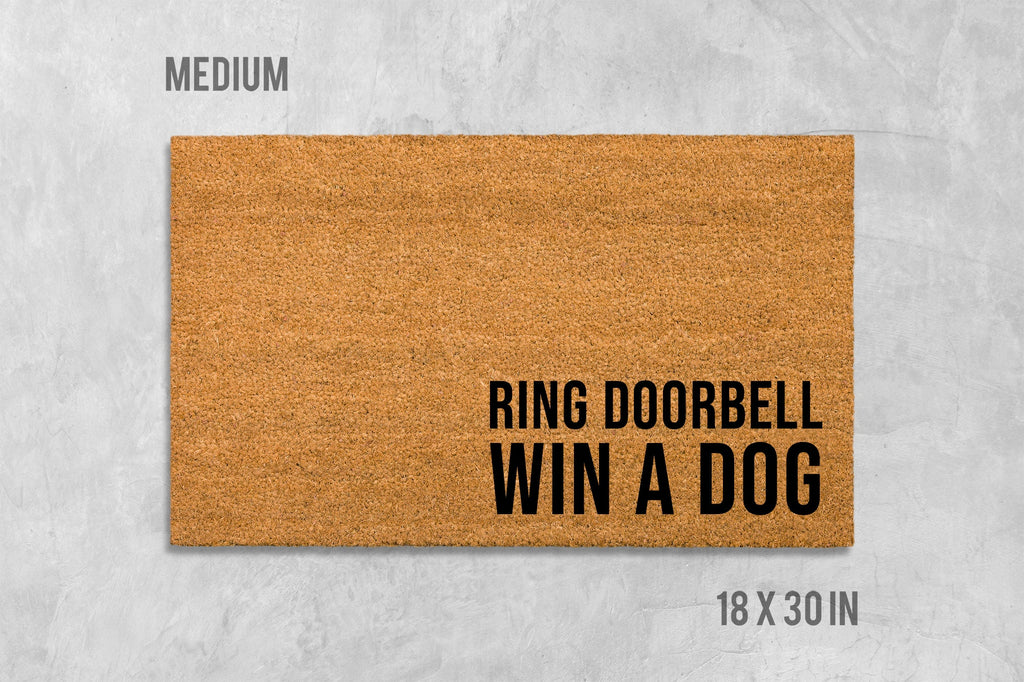 Dog Door Mat: Funny Ring Doorbell Saying (Coir, Latex)