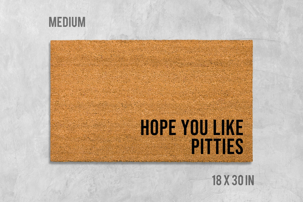 Funny Pit Bull Doormat - 'Hope You Like Pitties' Natural Coir Mat