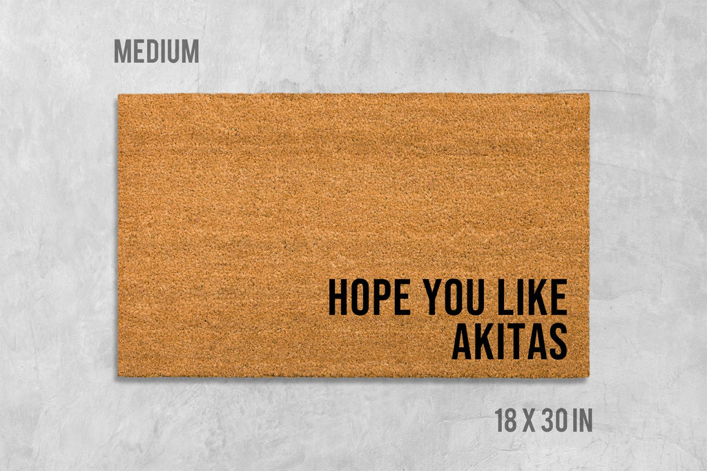 Akita Dog Doormat 'Hope You Like Akitas' (Natural Coir, Latex)