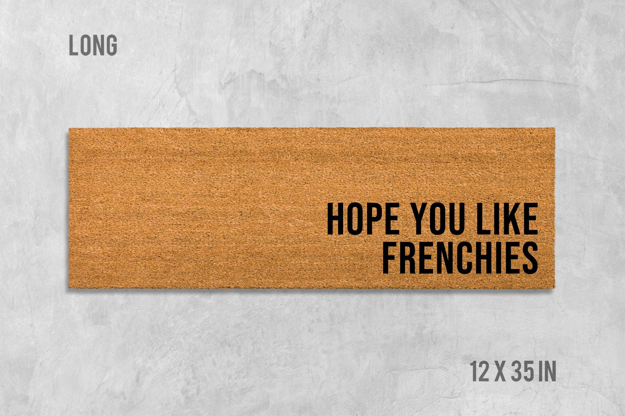 Frenchie Coir Doormat: Natural Coconut Fiber, Latex Backing