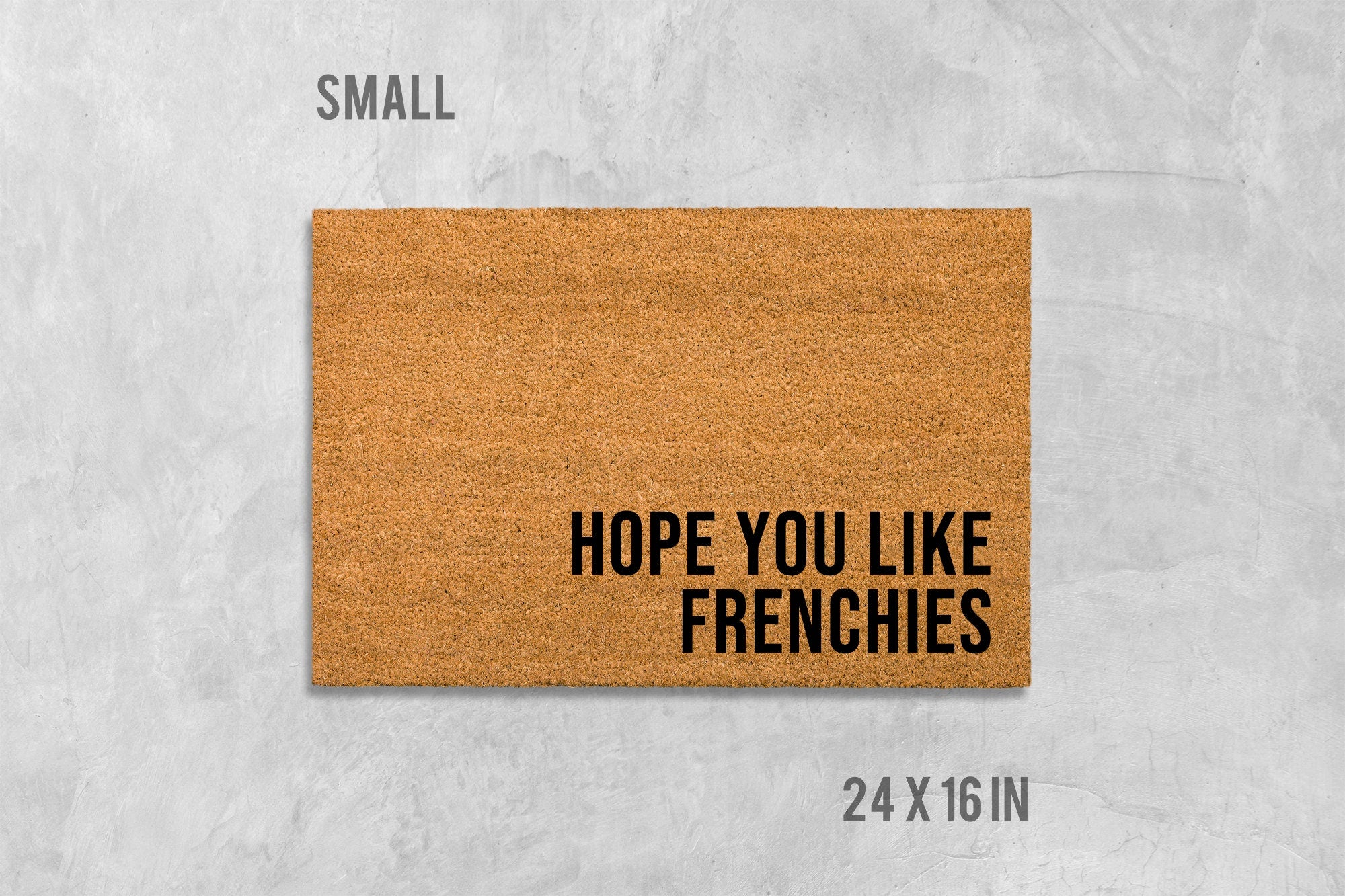 Frenchie Coir Doormat: Natural Coconut Fiber, Latex Backing