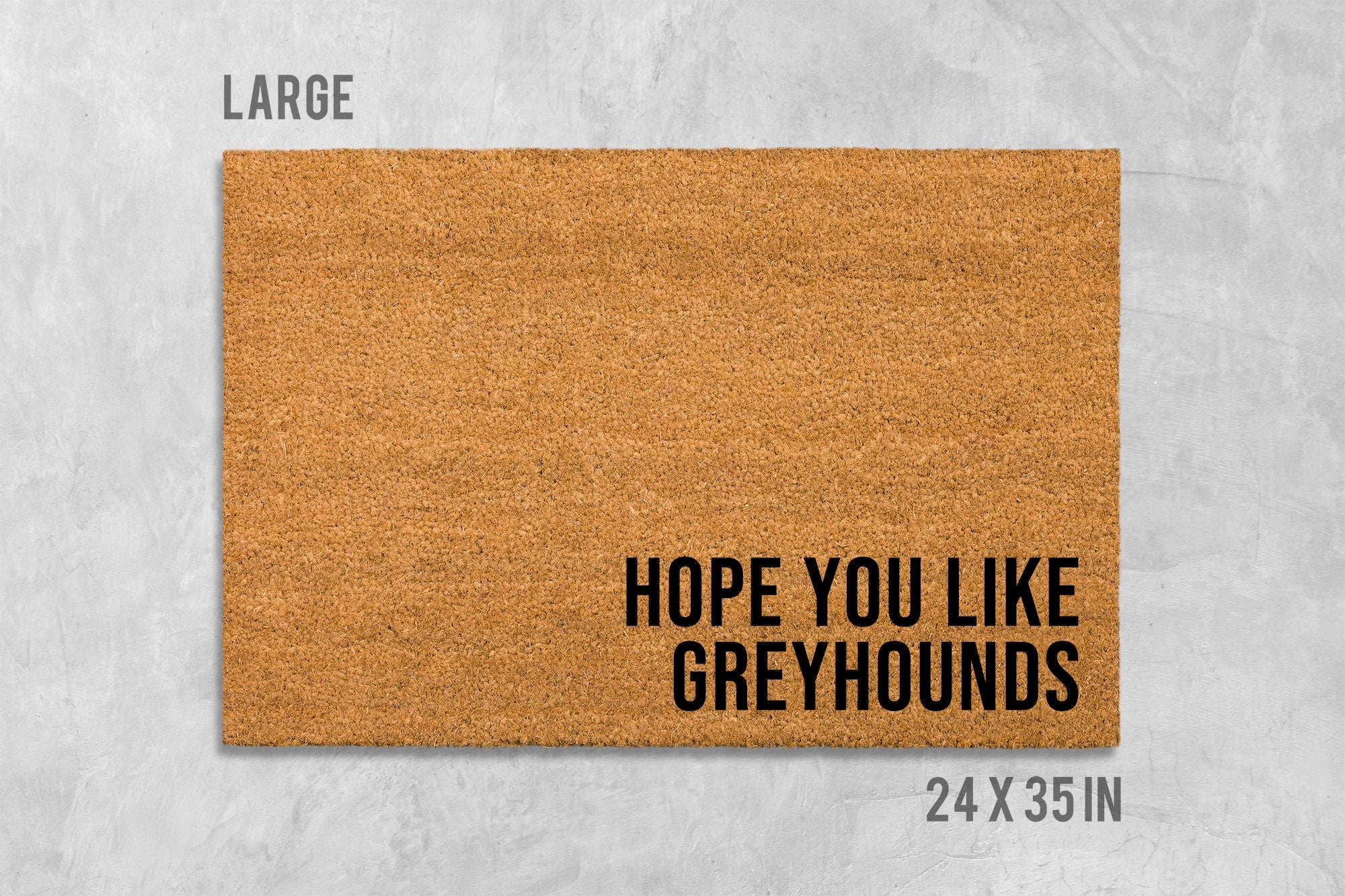 Dog Doormat: Greyhound Design - Natural Coir, Latex Backing
