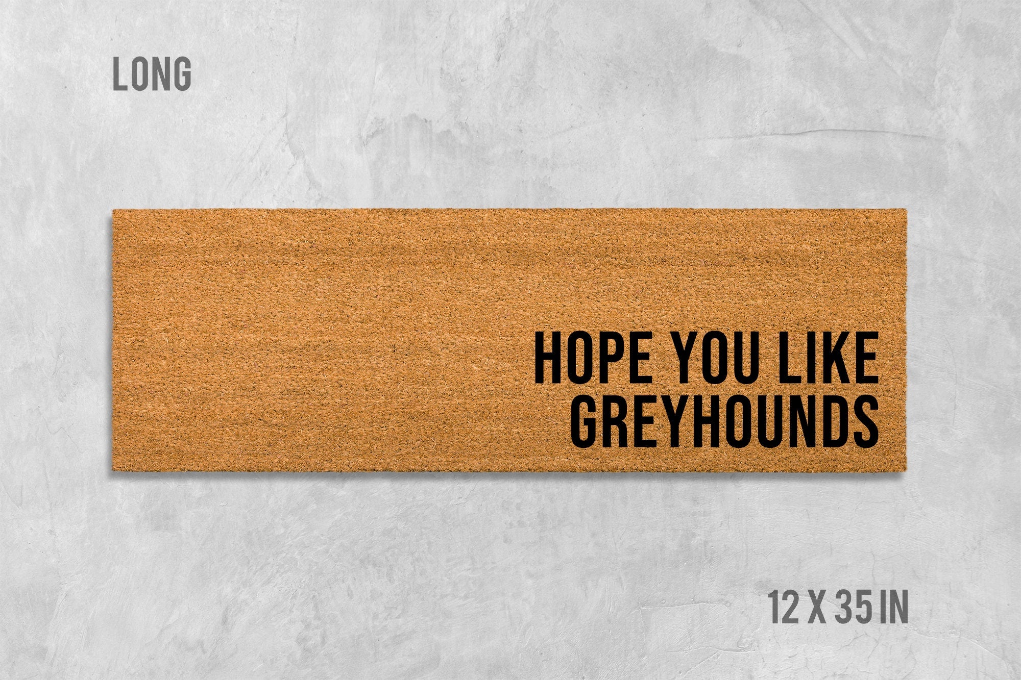 Dog Doormat: Greyhound Design - Natural Coir, Latex Backing