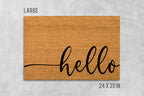 Door Mat: Hello Cursive Welcome Design (Natural Coir, Latex)