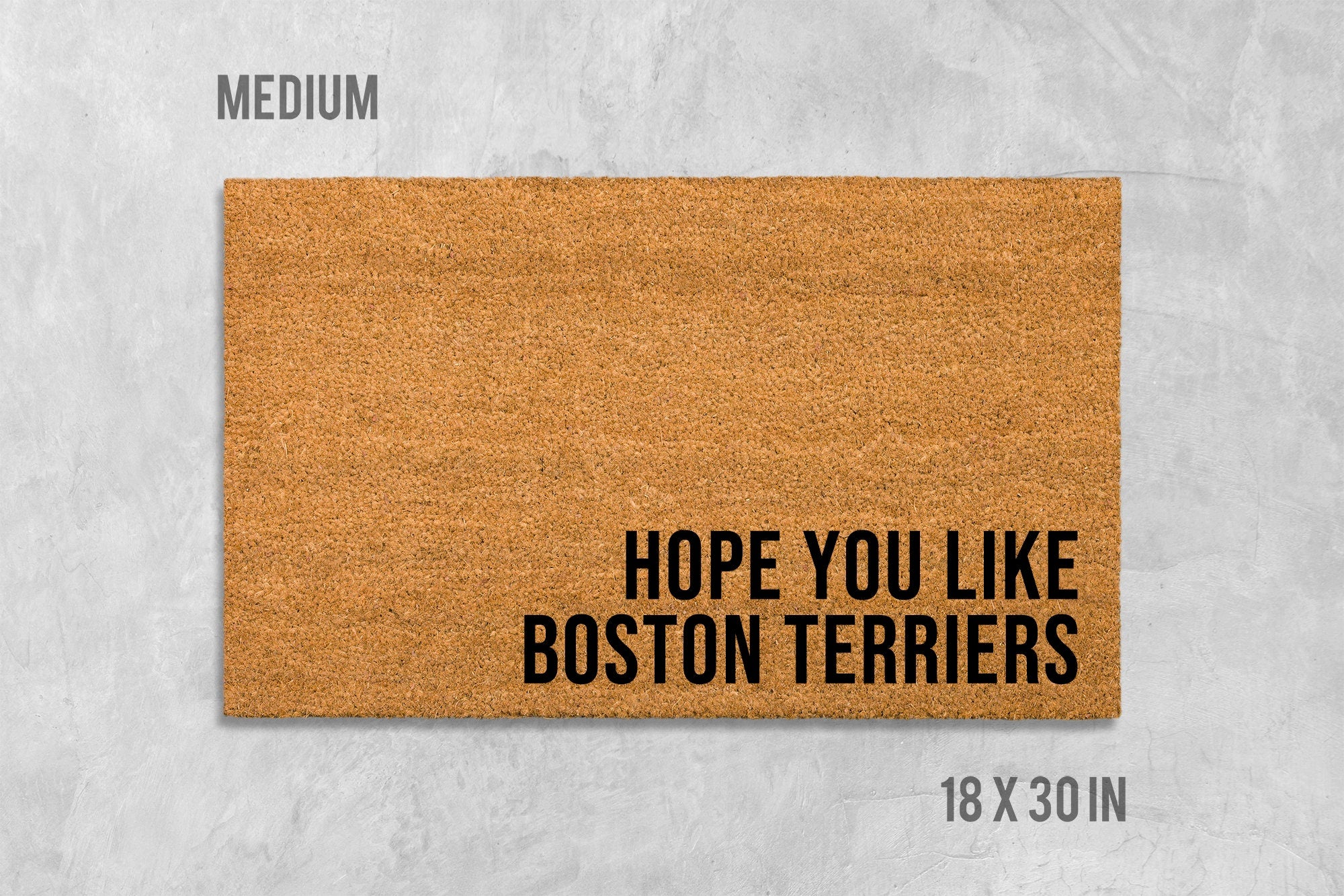 Boston Terrier Door Mat, Coir Fiber Funny Dog Welcome Mat