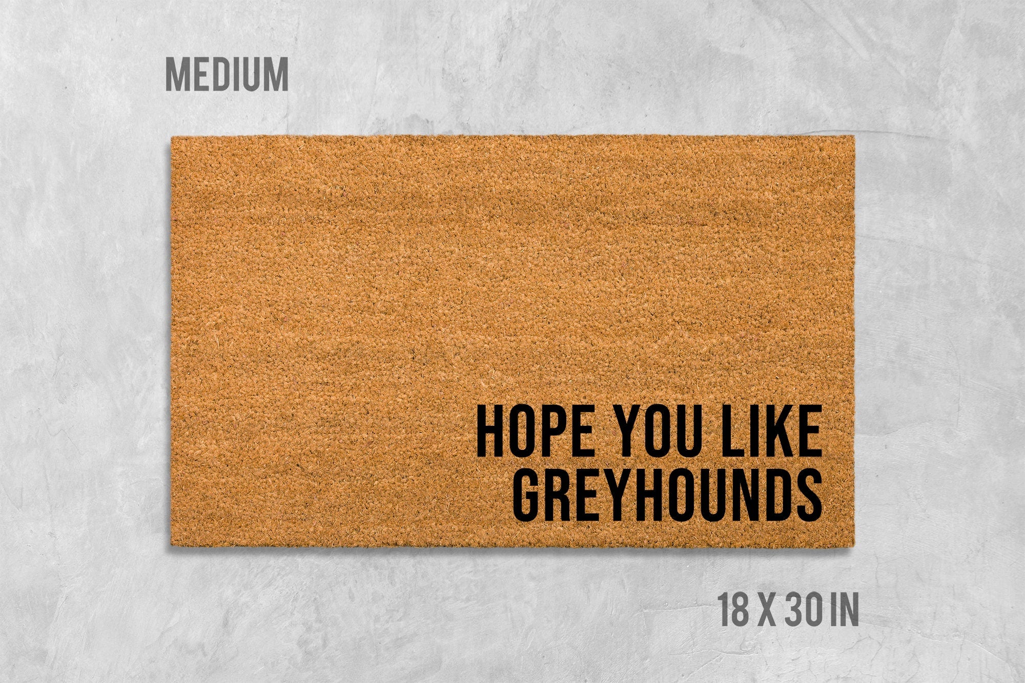 Dog Doormat: Greyhound Design - Natural Coir, Latex Backing