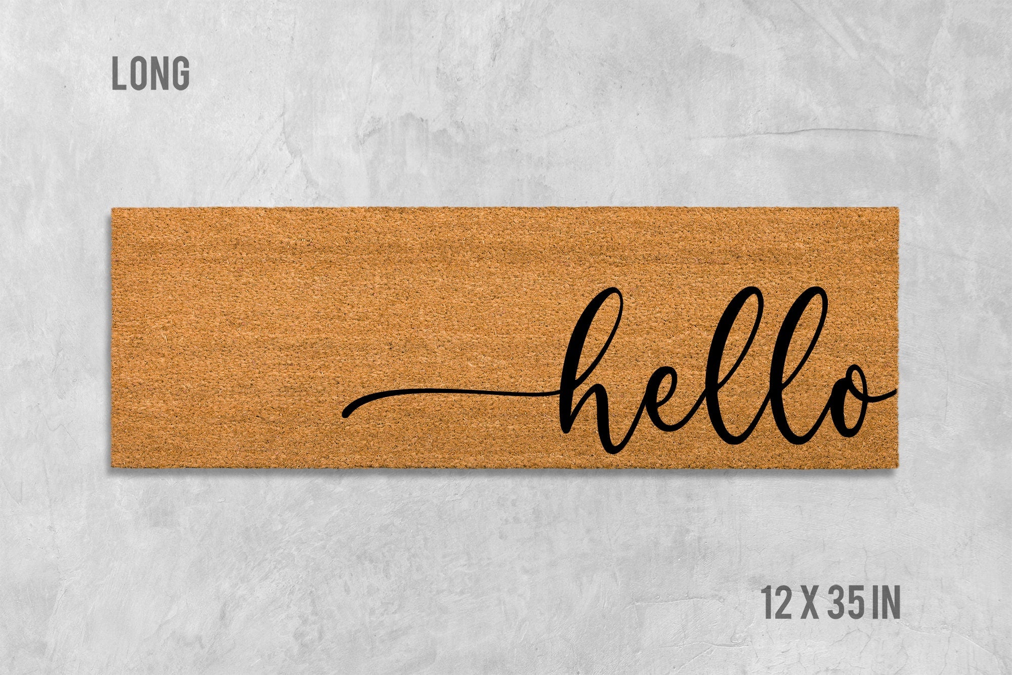 Door Mat: Hello Cursive Welcome Design (Natural Coir, Latex)