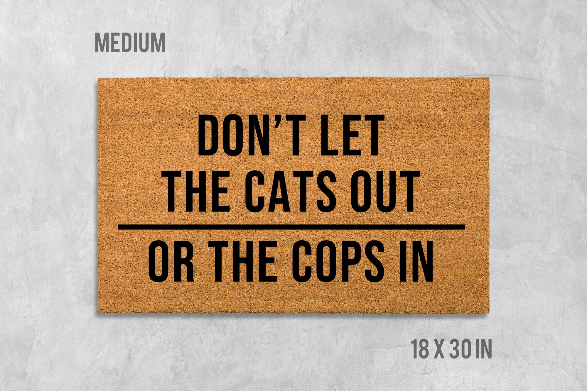 Doormat: Funny Cat Message (Natural Coir, Latex Backing)