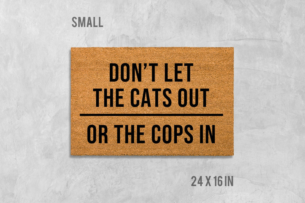 Doormat: Funny Cat Message (Natural Coir, Latex Backing)