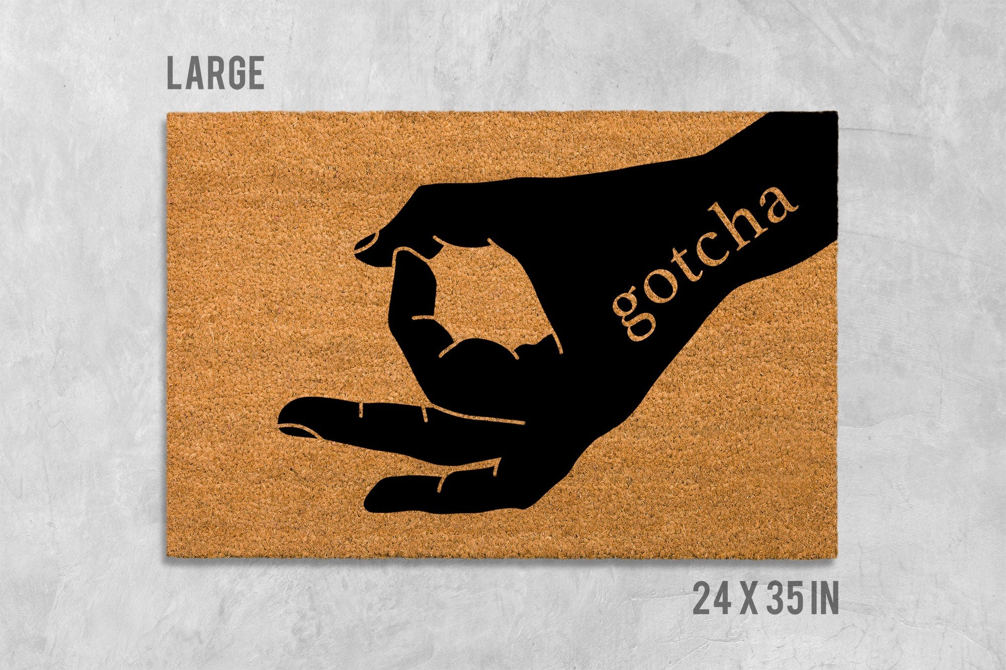 Circle Game Doormat - Funny Hand, Natural Coir Mat