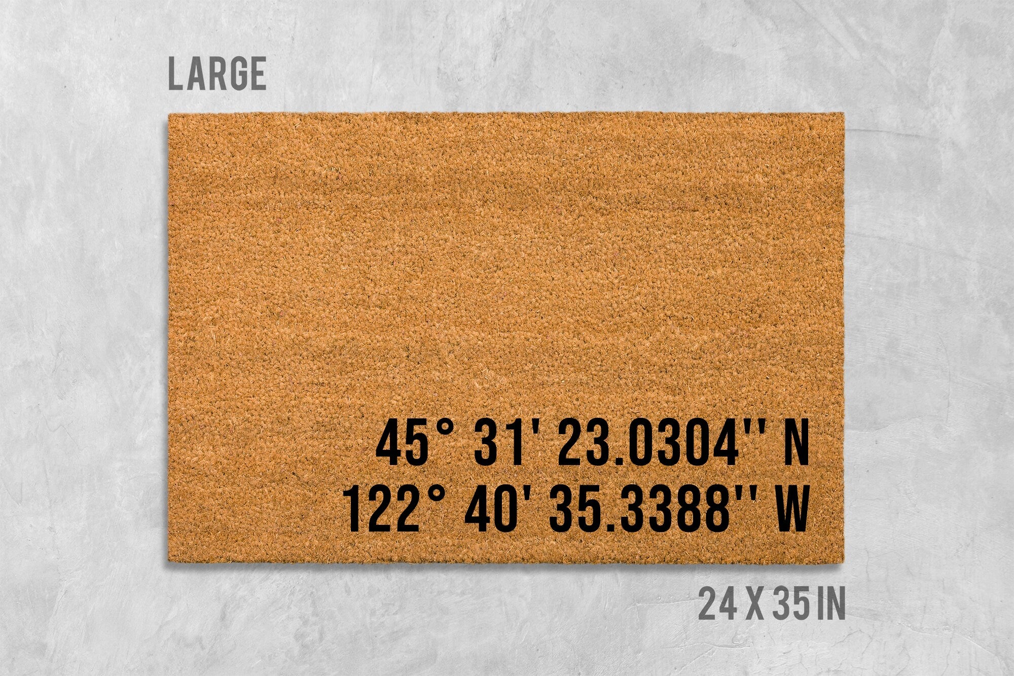 Longitude Latitude Welcome Mat - Natural Coir Door Rug