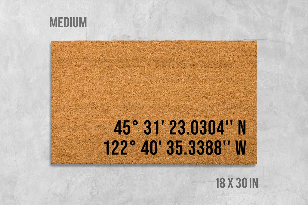 Longitude Latitude Welcome Mat - Natural Coir Door Rug