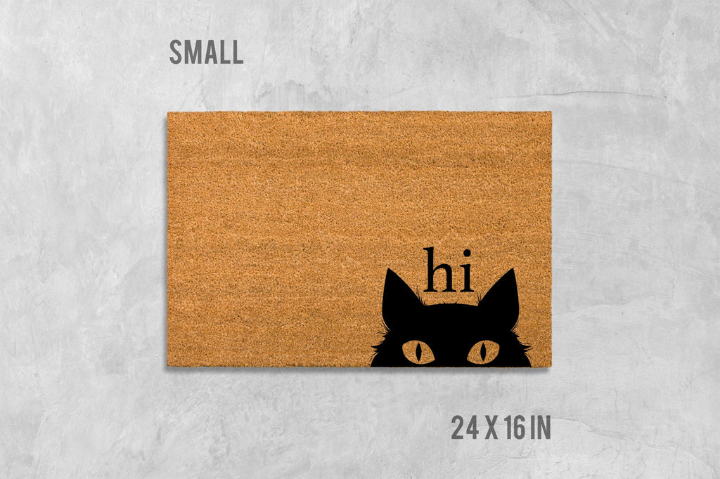 Cat Face Doormat: Funny 'Hi' Welcome Mat for Front Door