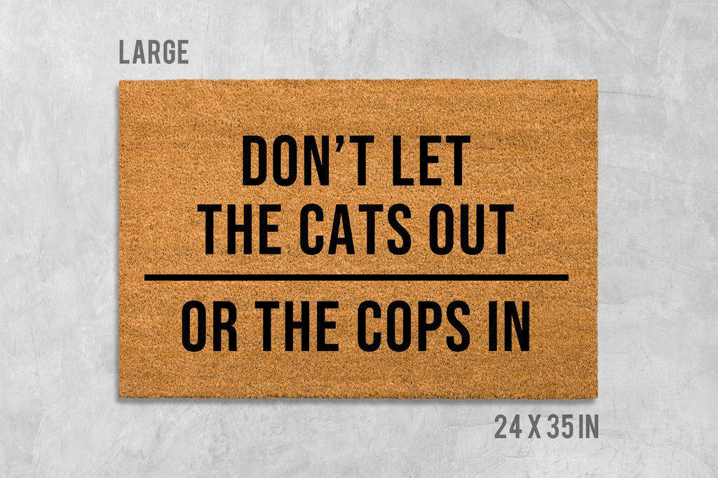 Doormat: Funny Cat Message (Natural Coir, Latex Backing)