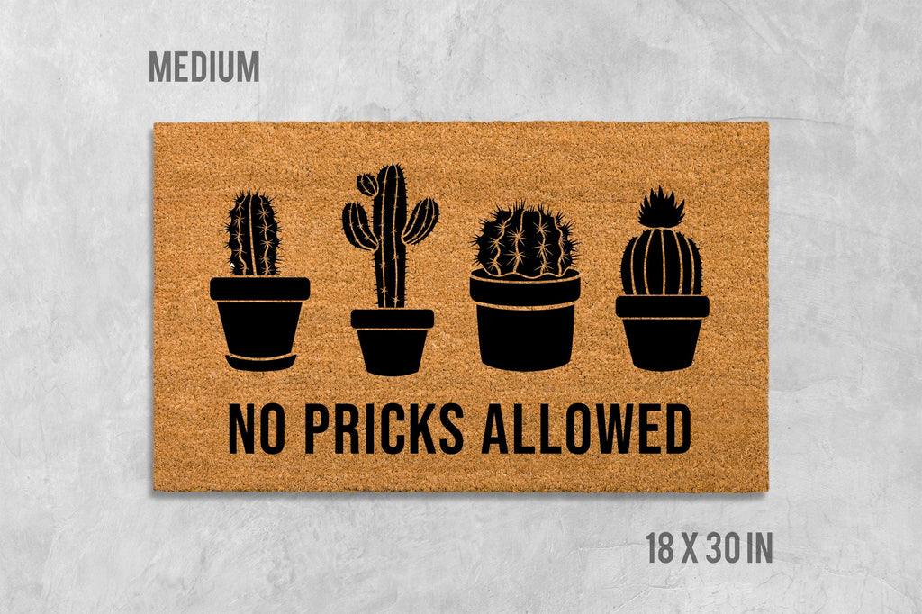 No Pricks Allowed Doormat - Funny Rude Cactus Mat