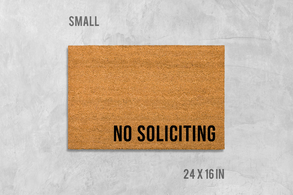 No Soliciting Doormat, Natural Coir, Funny Rude Welcome Mat (Latex Backing)